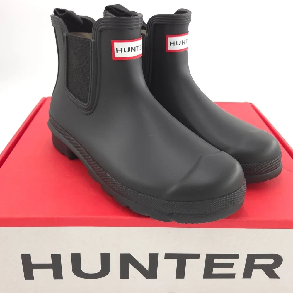 Hunter Original Chelsea Rain Boot Women 6 Black Waterproof Rubber WFS2078RMA NEW
